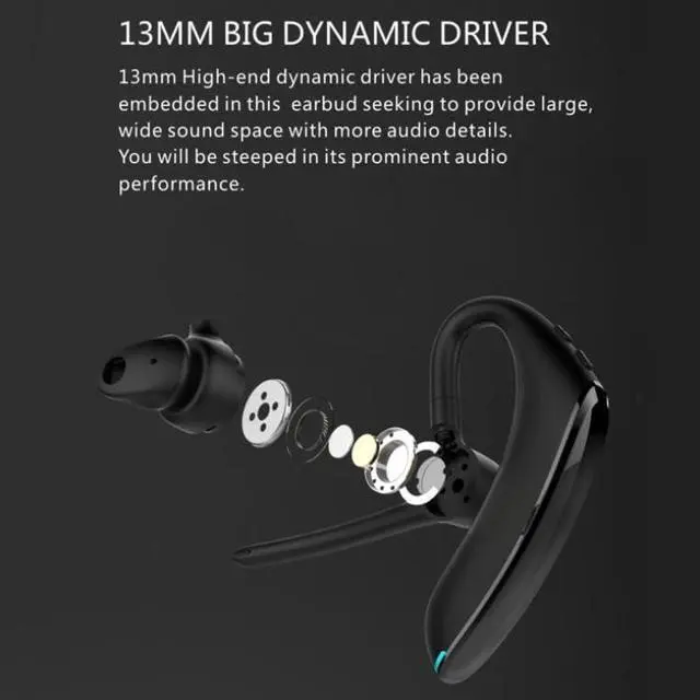 Alt view image 5 of 7 - Wireless Earphone Ear-Hook Headphone Boom Mic Compatible with Motorola Moto G Stylus 5G (2025), Handsfree Single Headset Over The Ear Earbud