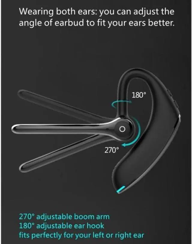 Alt view image 7 of 7 - Wireless Earphone Ear-Hook Headphone Boom Mic Compatible with Motorola Moto G Stylus 5G (2025), Handsfree Single Headset Over The Ear Earbud