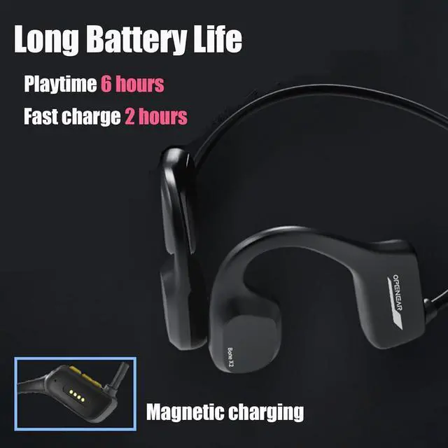 Alt view image 6 of 7 - Bone Conduction Headphones Swimming Headphones Bone Conduction Earbuds 5.3 Bluetooth Bone Conduction Headphones With Mic Open Ear Headphone Ipx8 Waterproof 8G Memory Open Ear Headset for Swimming Red