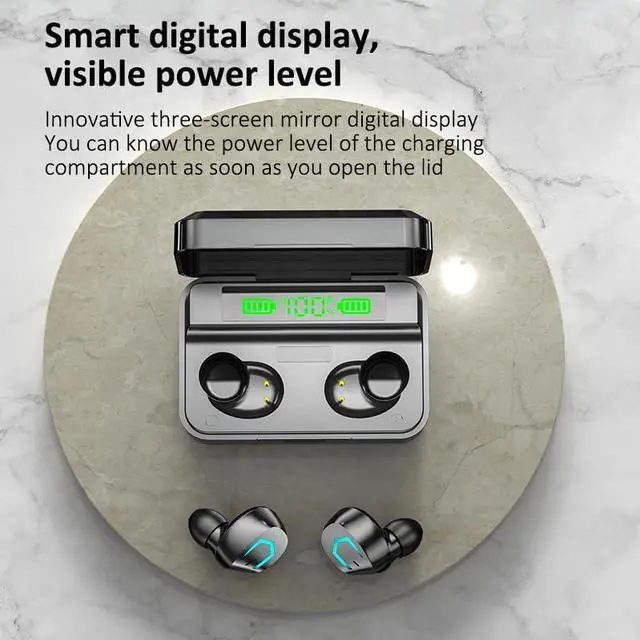Alt view image 2 of 7 - Wireless Bluetooth Headphones Immersive 5.3 HiFi Stereo Earphones  Touch Controls, LED Power Screen, Wireless Charging, and Long Battery Life  Ideal for Outdoor Sport Business Workouts & Running