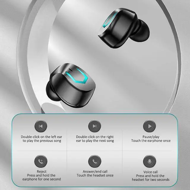 Alt view image 7 of 7 - Wireless Bluetooth Headphones Immersive 5.3 HiFi Stereo Earphones  Touch Controls, LED Power Screen, Wireless Charging, and Long Battery Life  Ideal for Outdoor Sport Business Workouts & Running