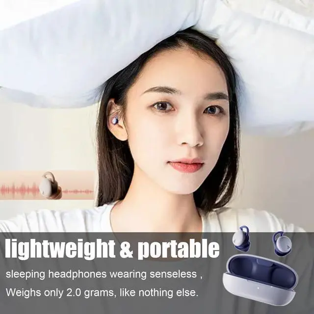 Alt view image 2 of 7 - Sleep Headphones Sleep Earbuds Sleep Headphones Wireless Bluetooth 5.3 Invisible Earbuds Sleeping Headphones Sleeping Earbuds Comfortable Noise Cancelling Earbuds Bluetooth 5.3 Grey, Gray
