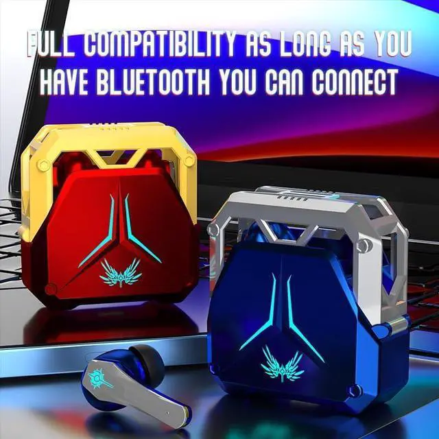 Alt view image 7 of 7 - Mecha Bluetooth 5.2 TWS Wireless Earbuds in-Ear Headphones with Mic for iPhone Android (Red)