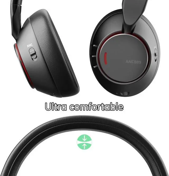 Alt view image 4 of 6 - Bluetooth Headphones Over Ear, 60 Hours Playtime Wireless Headphones with Microphone, Foldable Lightweight Headset with Deep Bass, HiFi Stereo Sound for Travel Work Cellphone - Black