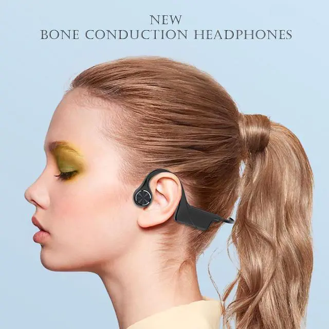 Alt view image 2 of 6 - Wireless Bluetooth Bone Conduction Conducting Headphones Headset with Memory Card Waterproof Bone Conduction Earbuds Earphones Wireless Bluetooth Open Ear Headphones Earbuds