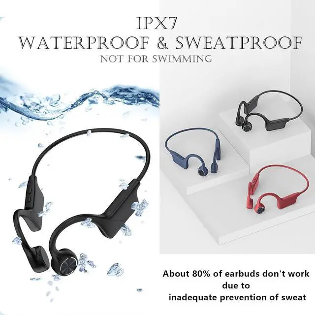 Alt view image 5 of 6 - Wireless Bluetooth Bone Conduction Conducting Headphones Headset with Memory Card Waterproof Bone Conduction Earbuds Earphones Wireless Bluetooth Open Ear Headphones Earbuds