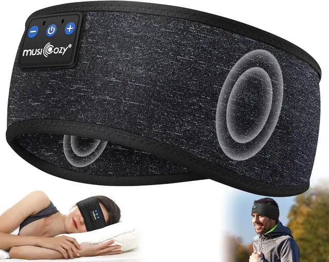 Alt view image 2 of 7 - MUSICOZY Bluetooth 5.4 Sleep Headphones Headband, Zipper Washable Eye Mask with HD Stereo Speakers + Wireless Sports Headband, 14H Playtime Music Headphones for Sleeping, Running, Travel, Meditation
