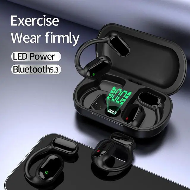 Alt view image 2 of 7 - Open Ear Earbuds Over The Ear Earbuds with Earhooks Bluetooth Wireless Ear Clip Bone Conduction Head Set Headset Wireless Bluetooth Bone Conduction Head Set Headphones Induction Earphones with Hook