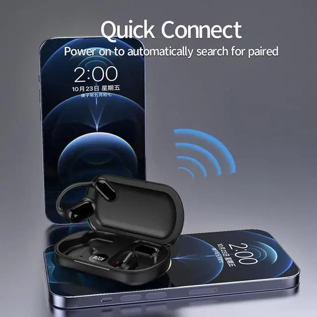 Alt view image 5 of 7 - Open Ear Earbuds Over The Ear Earbuds with Earhooks Bluetooth Wireless Ear Clip Bone Conduction Head Set Headset Wireless Bluetooth Bone Conduction Head Set Headphones Induction Earphones with Hook