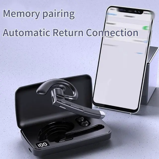 Alt view image 2 of 6 - Descorative New Bluetooth Trucker Headset, Wireless Bluetooth 5.3 Earpiece for Cellphone, Bluetooths Headset Wireless, With Charging Case, Noise Reduction Design, With LED 500mah Charging Case (2)