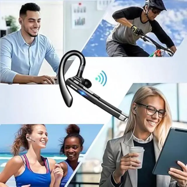 Alt view image 4 of 6 - Descorative New Bluetooth Trucker Headset, Wireless Bluetooth 5.3 Earpiece for Cellphone, Bluetooths Headset Wireless, With Charging Case, Noise Reduction Design, With LED 500mah Charging Case (2)