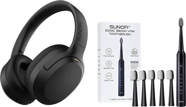 Main image of Hybrid Active Noise Cancelling Headphones Black & Sonic Electric Toothbrush Set for Adults Black