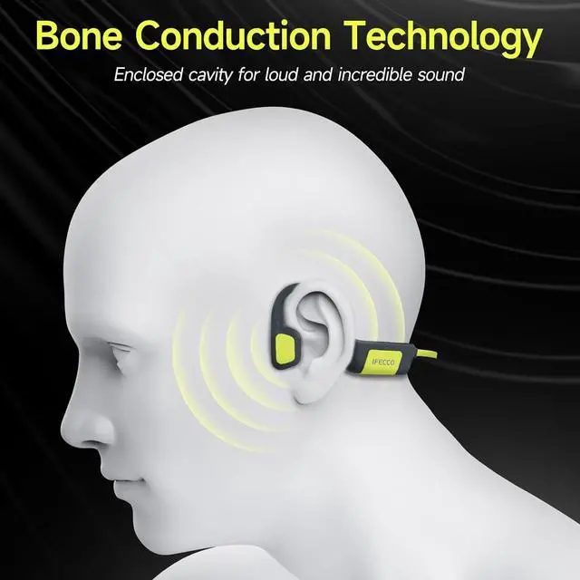 Alt view image 7 of 7 - IFECCO Swimming Headphones Underwater - IP68 Waterproof Bone Conduction Headphones Bluetooth 5.4,Open Ear Earbuds with 32GB MP3 Player Memory for Swimming Running Cycling