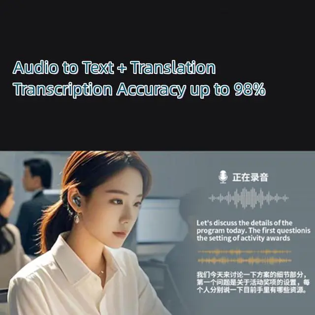 Alt view image 3 of 7 - Bluetooth 5.4 Earphones LED Display High Fidelity Waterproof Wireless Earphones, Ne20 Earbuds, 2025 New Ne20 Translation Earbuds, Touchscreen Noise Cancelling In-Ear Earphone for Sports (White)