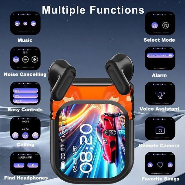 Alt view image 4 of 7 - NE20 Earbuds, 2025 New Upgraded NE20 Translation Earbuds, Bluetooth 6.0 Earphone, 140 Two-Way Language Translator Earphones, Touch Control Waterproof Headphones (Black+White)