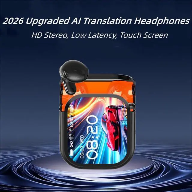 Alt view image 2 of 6 - NE20 Earbuds, NE20 Translation Earbuds, AI Translation Headphones IPX4 True Wireless Earphones Bluetooth 6.0 HD Stereo Low Latency Gaming with Mic Music, LCD Touch Screen Water-Resistant (White)