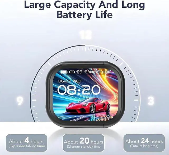 Alt view image 5 of 6 - NE20 Earbuds, NE20 Translation Earbuds, AI Translation Headphones IPX4 True Wireless Earphones Bluetooth 6.0 HD Stereo Low Latency Gaming with Mic Music, LCD Touch Screen Water-Resistant (White)