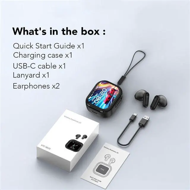 Alt view image 6 of 6 - NE20 Earbuds, NE20 Translation Earbuds, AI Translation Headphones IPX4 True Wireless Earphones Bluetooth 6.0 HD Stereo Low Latency Gaming with Mic Music, LCD Touch Screen Water-Resistant (White)