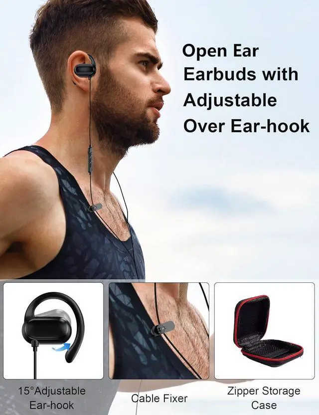 Alt view image 3 of 7 - Open Ear Wireless Earbuds Night Run Light Clip On Sports Headset Air Conduction Bluetooth Headphone Over Ear Game Earphone USB Type C Headphone Open Ear Adjustable Over Ear Hook Headset School Kid