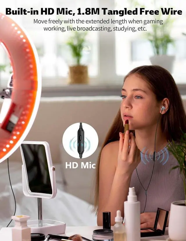 Alt view image 3 of 7 - 3.5mm Wired Earphone 5.9FT Jack Open Ear Wireless Earbuds Clip On Sports Headset Night Running Gaming Light Bone Conduction Bluetooth Headphone in Ear Earphone for iPhone 16e 16 Pro 15 Samsung Z Flip