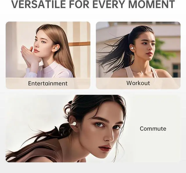 Alt view image 6 of 6 - iKF-CCD Clip Retro Open-Ear Bluetooth Headphones, 48H Playtime, HiFi Sound, ENC Clear Calls, 0.035s Gaming Mode, IPX5 Waterproof, DS7.0 Directional Sound, App Control, Lightweight 4.4g (White)