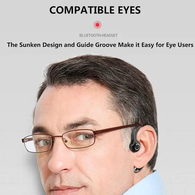 Alt view image 7 of 7 - IKXO Bone Conduction Headphone Wireless Bluetooth Open Ear Headset Handsfree for Car Bone Sound Headphone with Charging Case with Microphone Ergonomic for Business Office Driving Workout and Gym