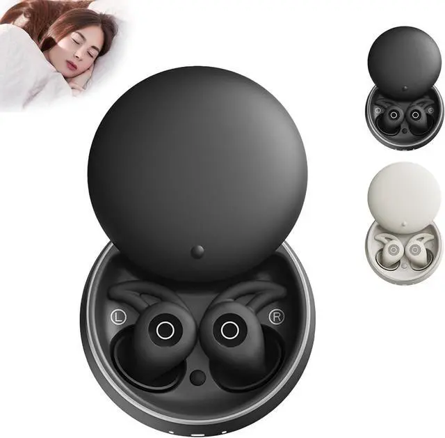 Main image of NooraSleep Snooze Pods Pro Bluetooth Sleepbuds, Comfortable Snugly Noise Reduction Headphones with Smart Case for Side Sleepers (Black)