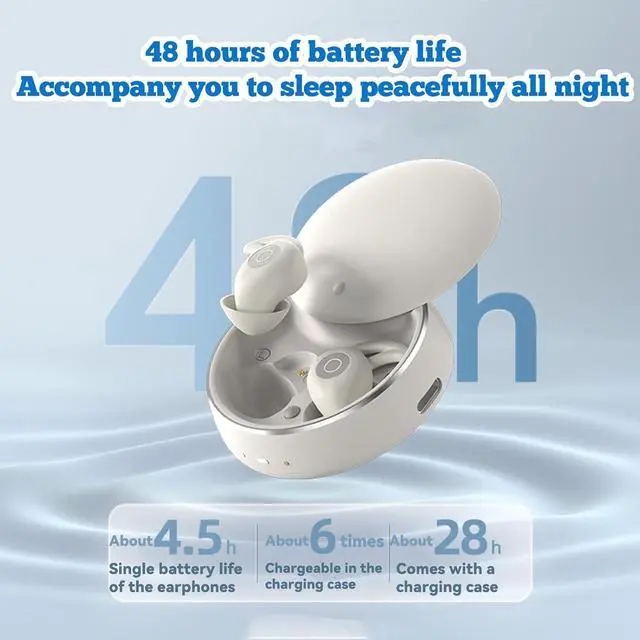 Alt view image 4 of 7 - NooraSleep Snooze Pods Pro Bluetooth Sleepbuds, Comfortable Snugly Noise Reduction Headphones with Smart Case for Side Sleepers (Black)