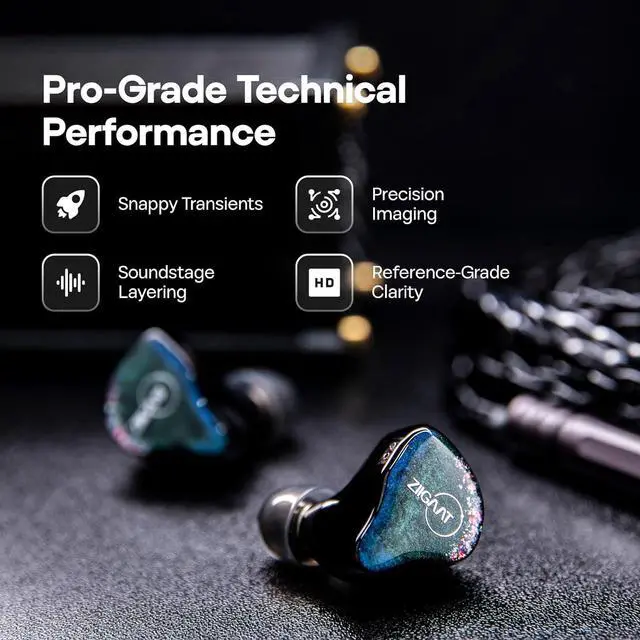 Alt view image 5 of 7 - Linsoul ZiiGaat Luna 6BA HiFi in Ear Monitor, Studio Monitor & Stage Performance IEM Earphones with Fast Response Tripowin Zonie IEM Cable, 2m Long Earbud Cord(2Pin)