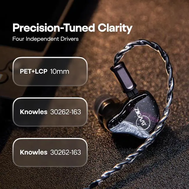 Alt view image 3 of 7 - Linsoul ZiiGaat Crescent in Ear Monitor, Premium 2DD+2BA Hybrid IEM Earphone, Isobaric Bass, Vintage Analog Sound ZiiGaat Crescent in Ear Monitor, Premium 2DD+2BA Hybrid IEM Earphone, Isobar