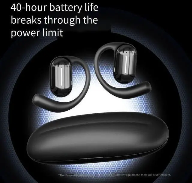 Alt view image 4 of 7 - Open Ear Air Conduction Headphones Denoise Wireless Bluetooth Ear Buds 40 Hours with Charging Case Sports Headphones with Earhooks Touch Sensing for Workout Driving Walking,White