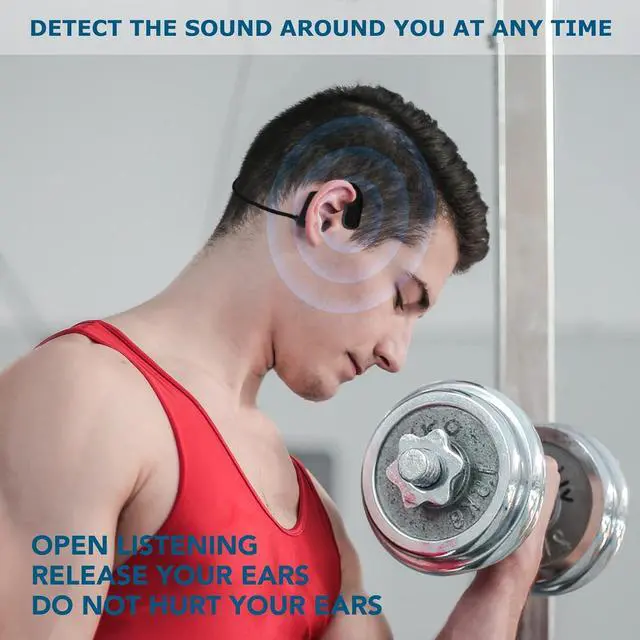 Alt view image 2 of 7 - The new second-generation bone conduction headphones waterproof, ENC noise concelling and Ear friendly,painless headset,lightweight,safety and portable earphone. (black)