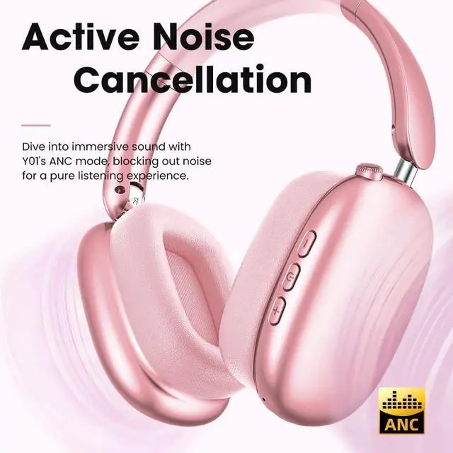 Alt view image 3 of 6 - Wireless Headphones with Active Noise Cancellation, 48-Hour Battery Life, Cloud-Soft Ear Cushions, Pink