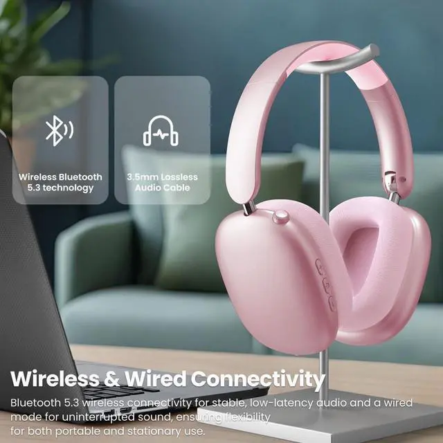 Alt view image 5 of 6 - Wireless Headphones with Active Noise Cancellation, 48-Hour Battery Life, Cloud-Soft Ear Cushions, Pink