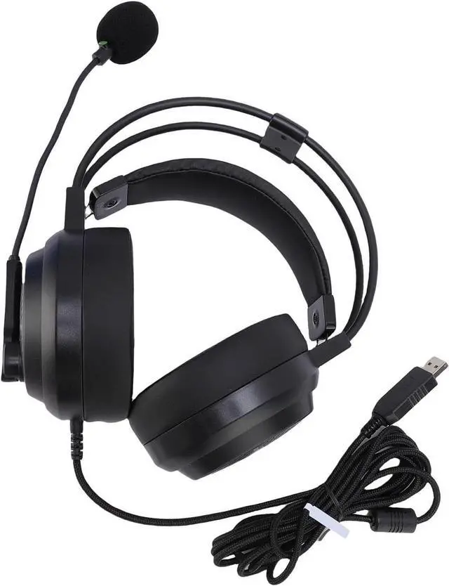 Alt view image 5 of 7 - USB Corded Headphone with Built in Sound Card Clear Auditory Noise Cancelling Microphone Adjustable for Study Work