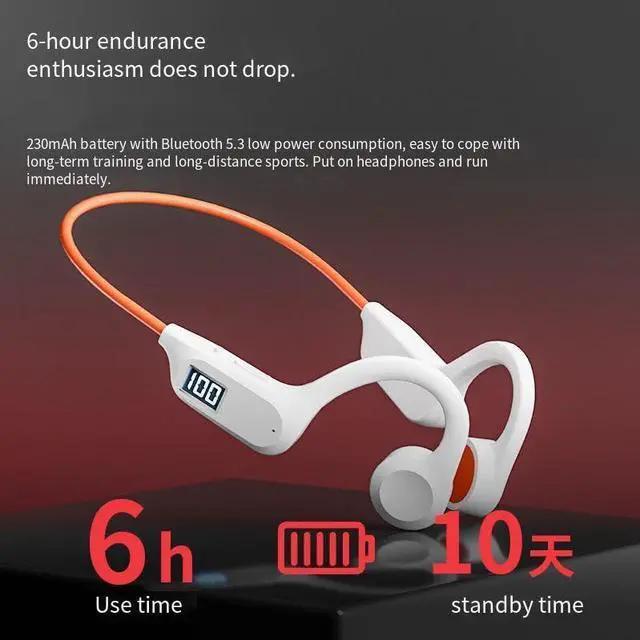 Alt view image 4 of 7 - Open Ear Bone Conduction Headphones Wireless Bluetooth 5.3 Open Ear Buds Headphones with Microphones IPX5 Waterproof Sports Earphones for Gym Workout Swimming Running-White