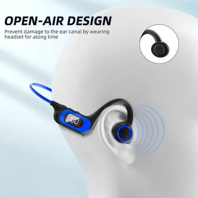 Alt view image 5 of 7 - Bone Conduction Headphones IPX5 Waterproof Open Ear Headphones 10H Playtime Bone Conduction Bluetooth 5.2 Wireless Earphones Sport Ear Buds with Mic Sweatproof Headset for Running,Cycling,Black