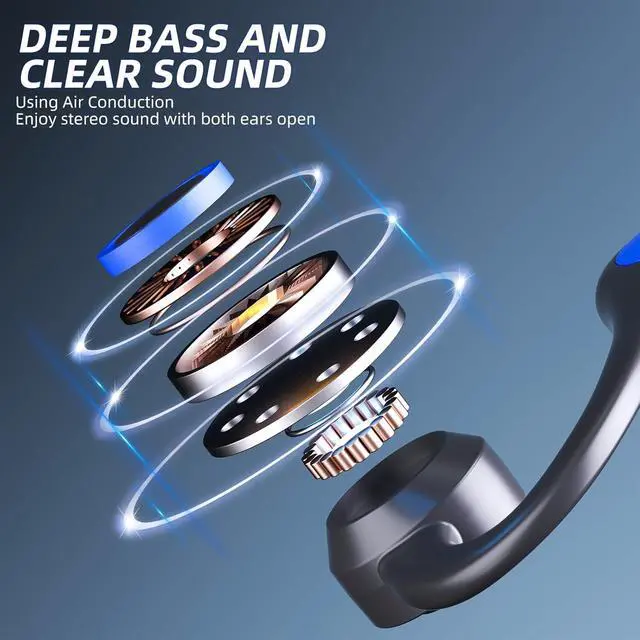 Alt view image 6 of 7 - Bone Conduction Headphones IPX5 Waterproof Open Ear Headphones 10H Playtime Bone Conduction Bluetooth 5.2 Wireless Earphones Sport Ear Buds with Mic Sweatproof Headset for Running,Cycling,Black