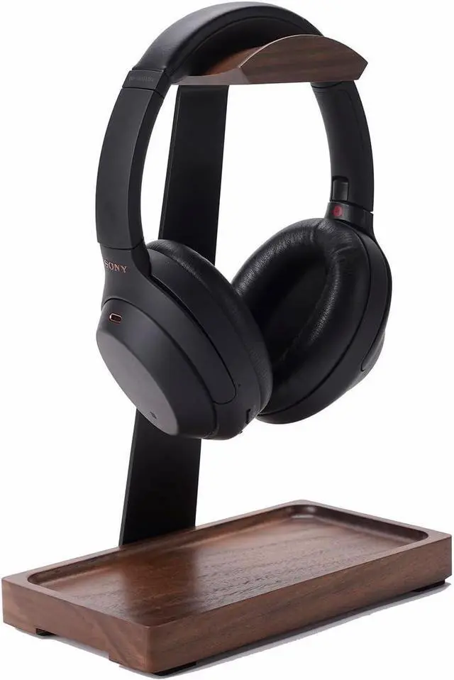 Alt view image 2 of 7 - Black Walnut Headphone Stand and Game Controller and Headphone Holder Wall Mount
