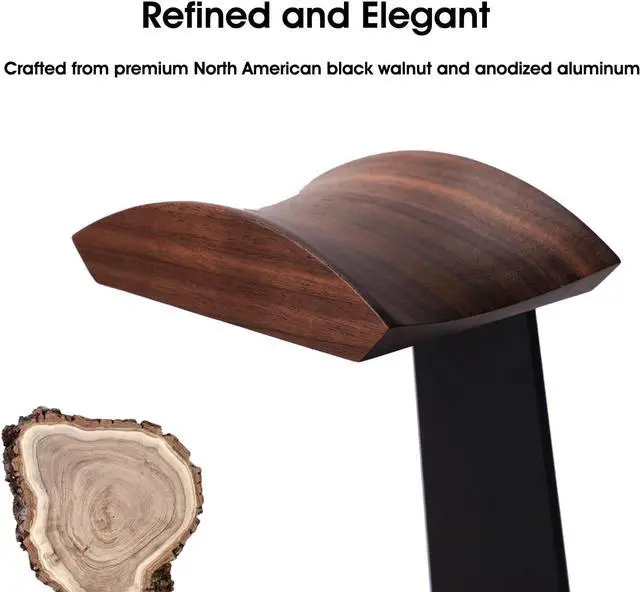 Alt view image 3 of 7 - Black Walnut Headphone Stand and Game Controller and Headphone Holder Wall Mount