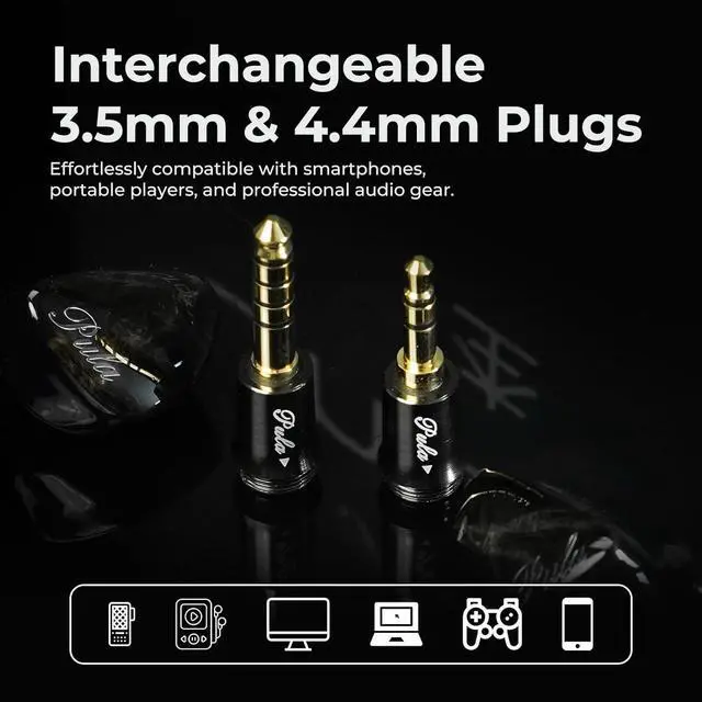 Alt view image 5 of 7 - HiFiGo PULA Unicrom Beryllium-Coated Dynamic Driver IEM, HiFi in Ear Monitor, Wired Gaming Earbuds with Detachable Interchangeable Plug 0.78 2pin 3.5/4.4mm IEM Cable for Musician Audiophile (Black)