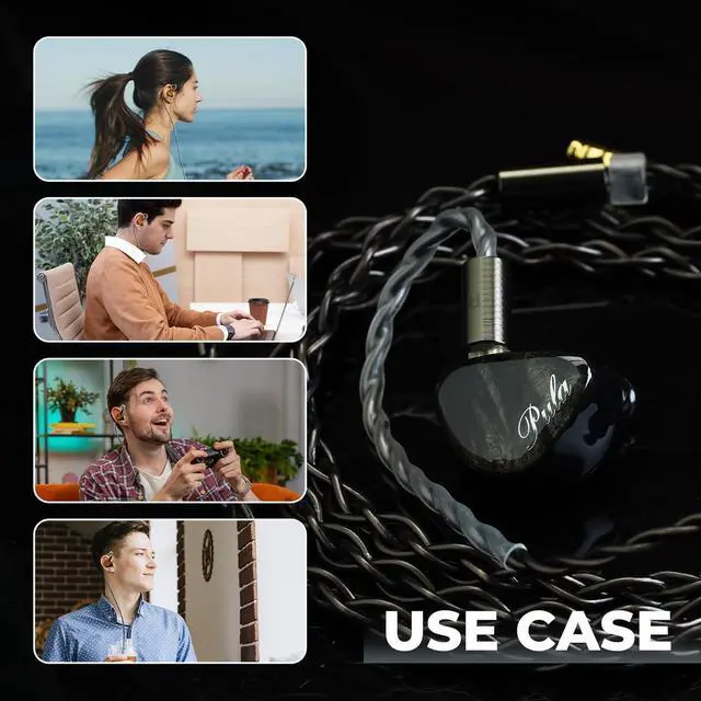 Alt view image 7 of 7 - HiFiGo PULA Unicrom Beryllium-Coated Dynamic Driver IEM, HiFi in Ear Monitor, Wired Gaming Earbuds with Detachable Interchangeable Plug 0.78 2pin 3.5/4.4mm IEM Cable for Musician Audiophile (Black)
