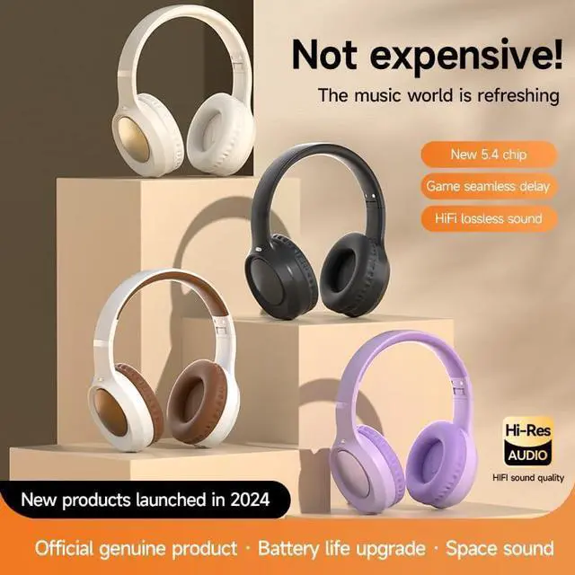 Alt view image 6 of 6 - Wireless Bluetooth Headphones 6.0 with Deep Bass - Over Ear Headphones with Microphone,Foldable Over-Ear Headphones IPX4 Waterproof, 25H Playtime, Soft Protein Ear Pads