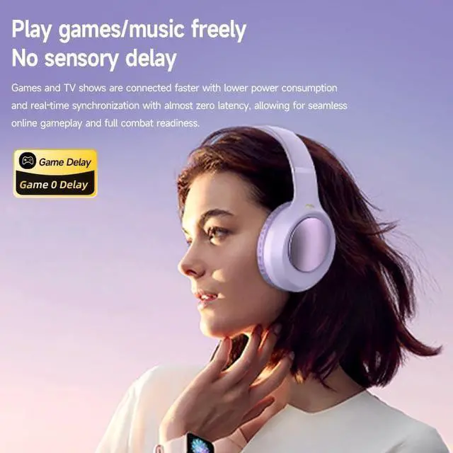 Alt view image 2 of 6 - Wireless Bluetooth Headphones 6.0 with Deep Bass - Over Ear Headphones with Microphone,Foldable Over-Ear Headphones IPX4 Waterproof, 25H Playtime, Soft Protein Ear Pads