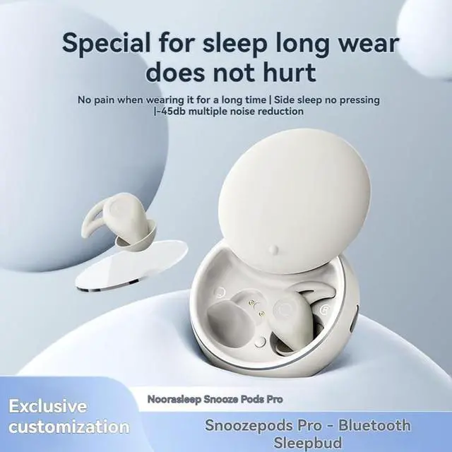Alt view image 2 of 7 - Noorasleep Snooze Pods Pro, Sleep Headphones Wireless Bluetooth, Noise Cancelling Earbuds for Sleep, Sleep Ear Plugs with a Smart Case, Anti-Snoring Pods for Side Sleeper (Black*2)