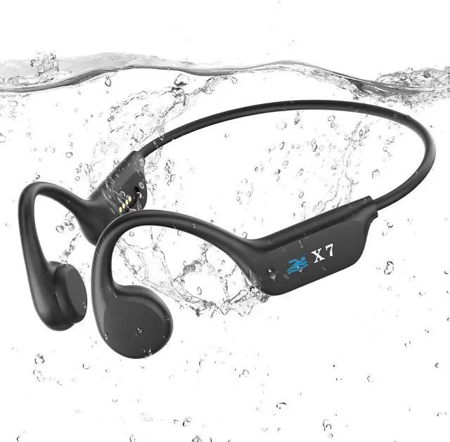 Main image of Swimming headphones-bone conduction headphones, IP68 waterproof built-in MP3 player 32G memory, underwater swimming headphone, wireless open Earphones Bluetooth 5.3, for running, cycling (black)