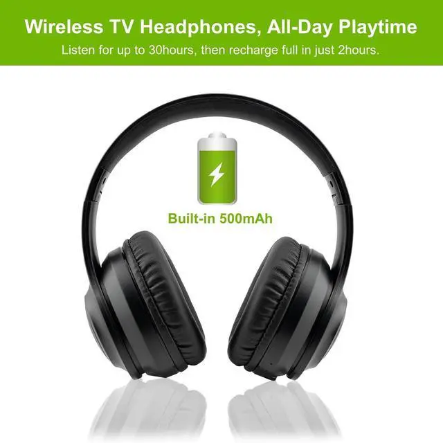 Alt view image 2 of 7 - Wireless Headphones with Transmitter for TV Watching, Noise Cancelling TV Headphones for Seniors, HD Stereo Sound Bluetooth TV Headset, No Audio Delay, 30H Playtime, Plug and Play, Gifts for Elderly