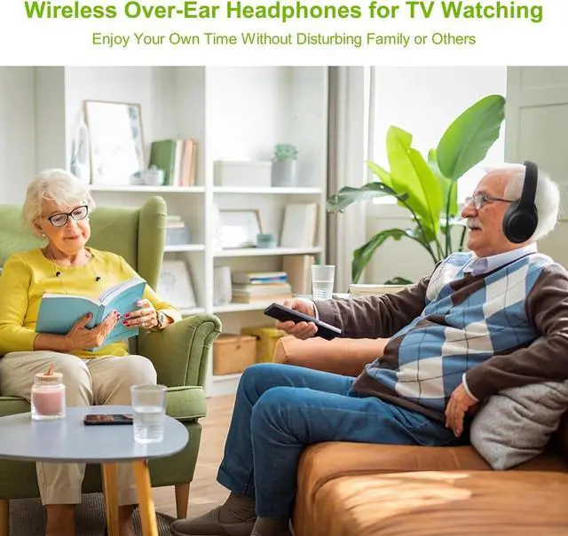 Alt view image 5 of 7 - Wireless Headphones with Transmitter for TV Watching, Noise Cancelling TV Headphones for Seniors, HD Stereo Sound Bluetooth TV Headset, No Audio Delay, 30H Playtime, Plug and Play, Gifts for Elderly