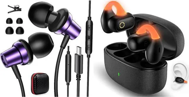Main image of Open Ear Wireless Earbuds Clip On Sports Headset Night Running Gaming Light Bone Conduction Bluetooth Headphone USB C Headphones for iPad A16 11 10 Noise Canceling In-Ear Wired Earbuds with Microphone