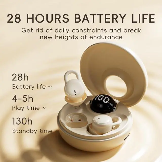 Alt view image 4 of 6 - Bluetooth 5.4 Sleep Earbuds with 28-Hour Battery Life  Sleep Earbuds for Side Sleepers, Noise-Canceling Microphones, & Comfortable All-Night Wear